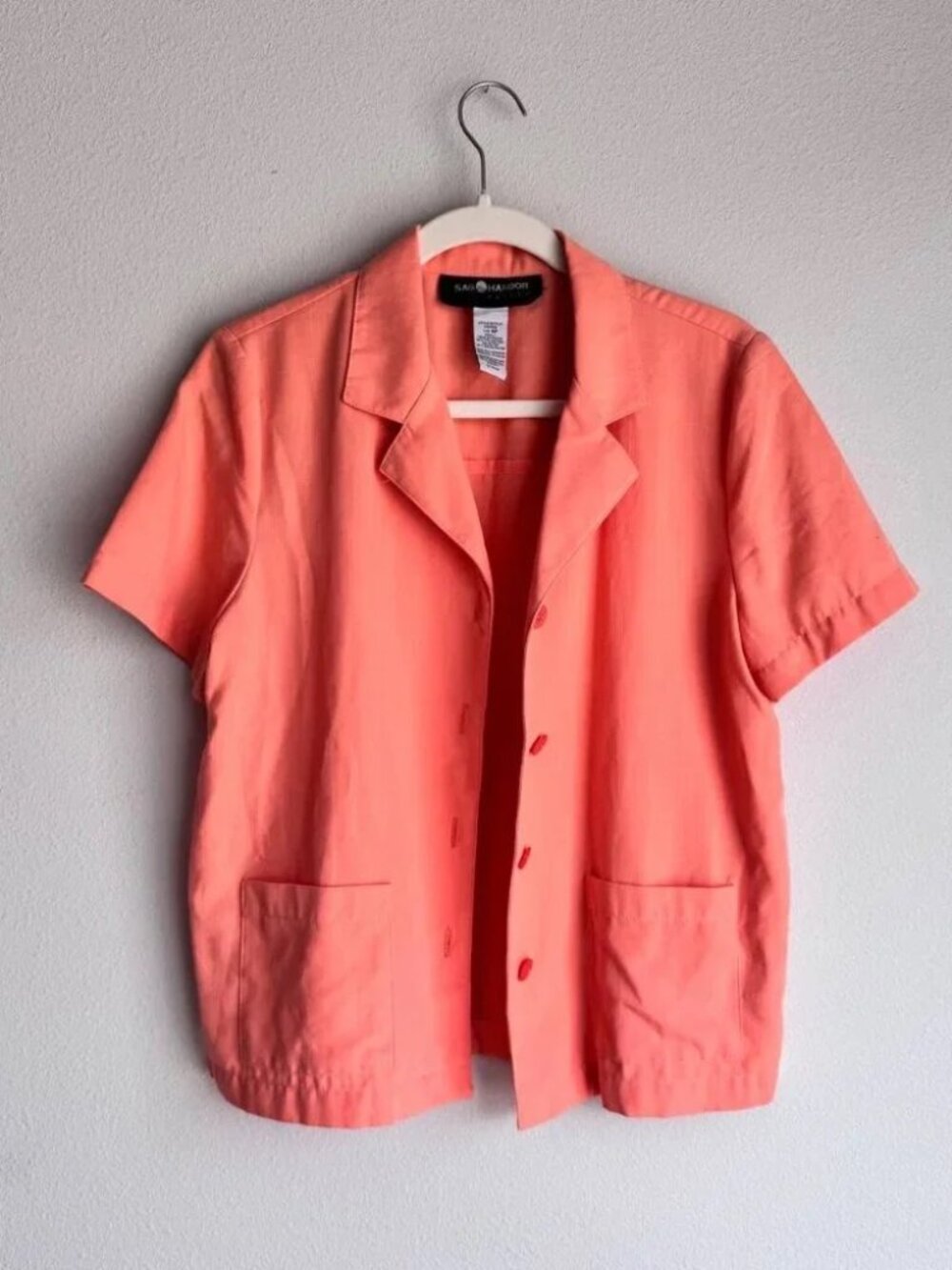 Sag Harbor Women’s Coral Short Sleeve Blazer Shirt – Size 6P